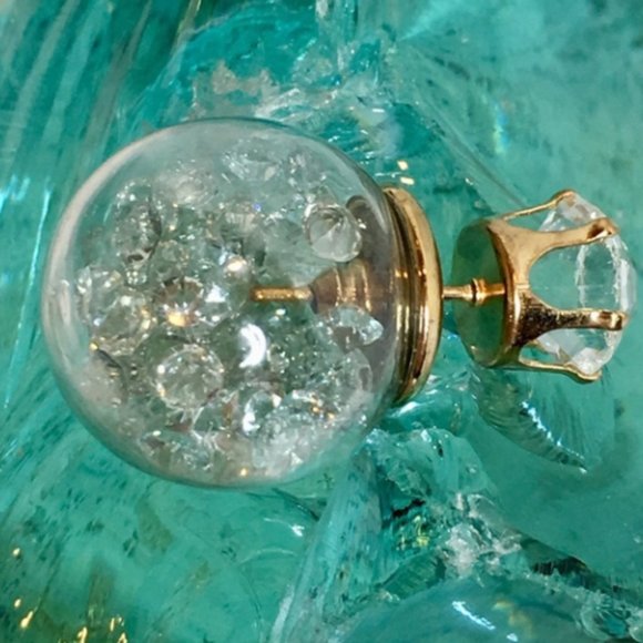 Dark Green Star Double Stud Earrings - Picture 3 of 3